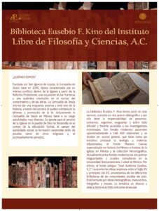 Biblioteca Eusebio F. Kino del Instituto Libre de Filosofía y Ciencias, A.C. 