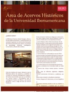 Área de Acervos Históricos de la Universidad Iberoamericana