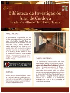 Biblioteca de Investigación Juan de Córdova Fundación Alfredo Harp Helú, Oaxaca